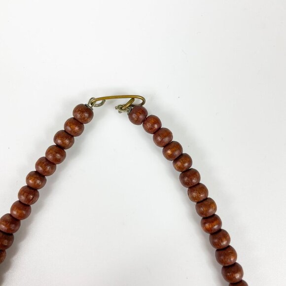 Southwestern Turquoise & Wood Heishi Necklace With Mother Of Pearl Eagle Pendant - Picture 5 of 5